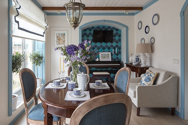 Phòng khách với những gam màu xanh dịu mắt- Phong cách Địa Trung Hải