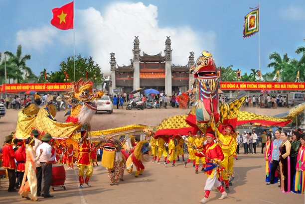 Múa rồng tại lễ hội khai ấn đền Trần