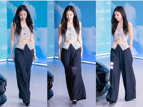 Gu thời trang sang chảnh Jennie với sự kết hợp áo tube và quần âu ống rộng