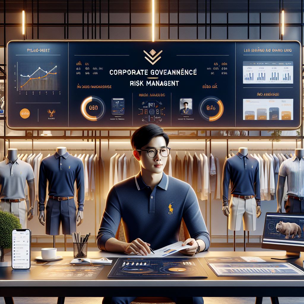 CEO trẻ dẫn dắt họp số tại văn phòng Coolmate, nền là thời trang và công nghệ.