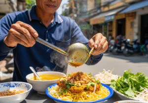 Ẩm thực Đà Nẵng - Thưởng thức Mì Quảng trên phố.