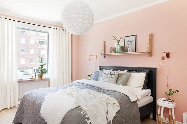 Nội thất phòng ngủ màu hồng pastel nữ tính