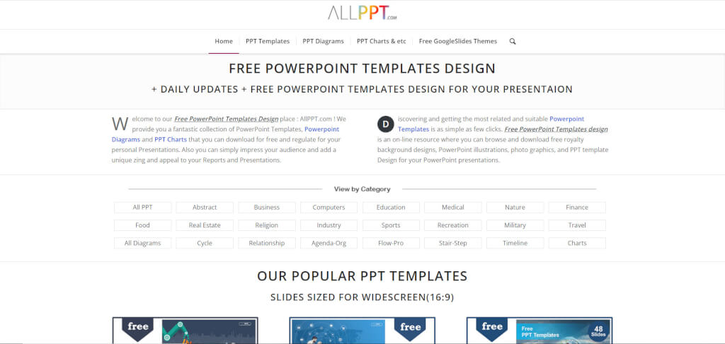 Đây là giao diện của ALLPPT. Có rất nhiều templates powerpoint khác nhau cho người dùng lựa chọn 