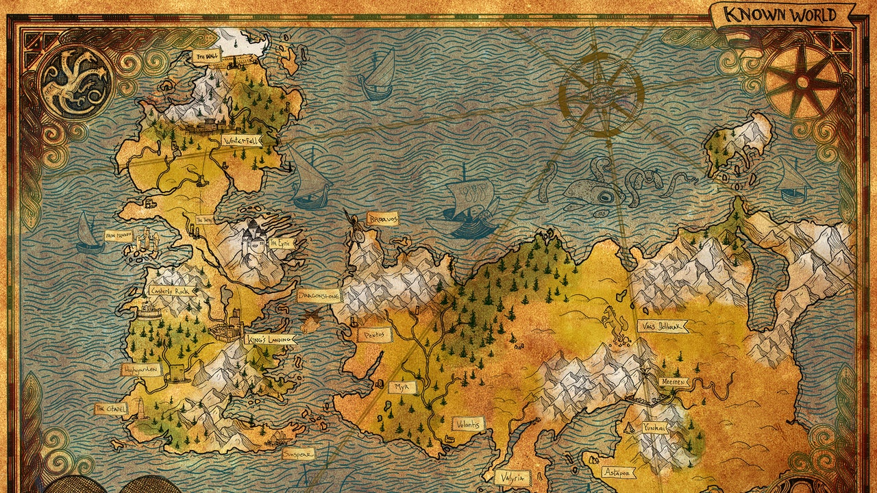 Bản đồ toàn cảnh trong thế giới giả tưởng Game of Thrones